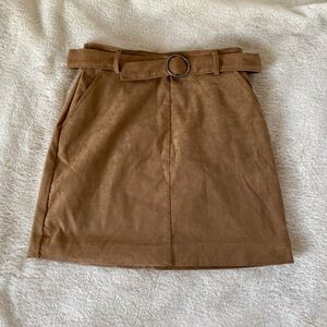 Hollister Suede brown Mini Skirt with Belt